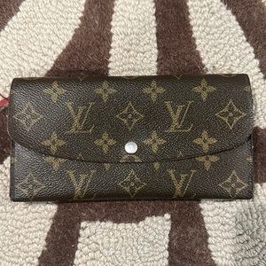 LV Emile Wallet in monogram print cherry red